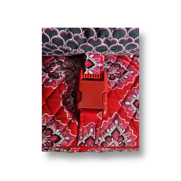 Vera Bradley Frankly Scarlet Messenger Bag Red Pink Quilted Tote Laptop Boho - Picture 3 of 14
